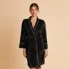 Velvet Ribbed Robe - Black -Elegance Bridal Store BIRDY GREY VELVET RIBBED ROBE BLACK 01