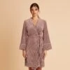 Velvet Ribbed Robe - Taupe