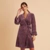 Velvet Ribbed Robe - Dark Rose -Elegance Bridal Store BIRDY GREY VELVET RIBBED ROBE DARK PINK 01