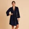 Velvet Ribbed Robe - Navy 1 Velvet Ribbed Robe - Navy -Elegance Bridal Store BIRDY GREY VELVET RIBBED ROBE NAVY 01 9f1c6c98 6454 44f5 9131 76423876b7cd