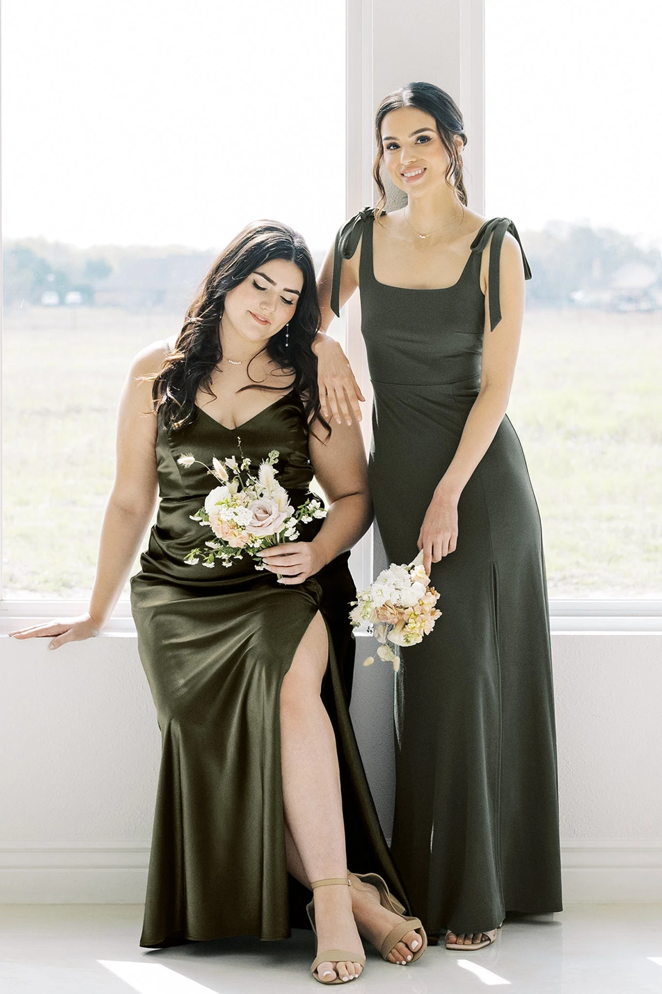 Jay Shiny Satin Dress - Olive 4 Jay Shiny Satin Dress - Olive - Image 2