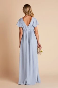 Hannah Empire Dress - Dusty Blue -Elegance Bridal Store HANNAHEMPIRE DUSTYBLUE Back