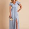 Hannah Empire Dress - Dusty Blue -Elegance Bridal Store HANNAHEMPIRE DUSTYBLUE Front