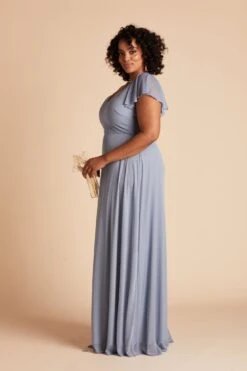 Hannah Empire Dress - Dusty Blue -Elegance Bridal Store Hannah Curve DustyBlue Side