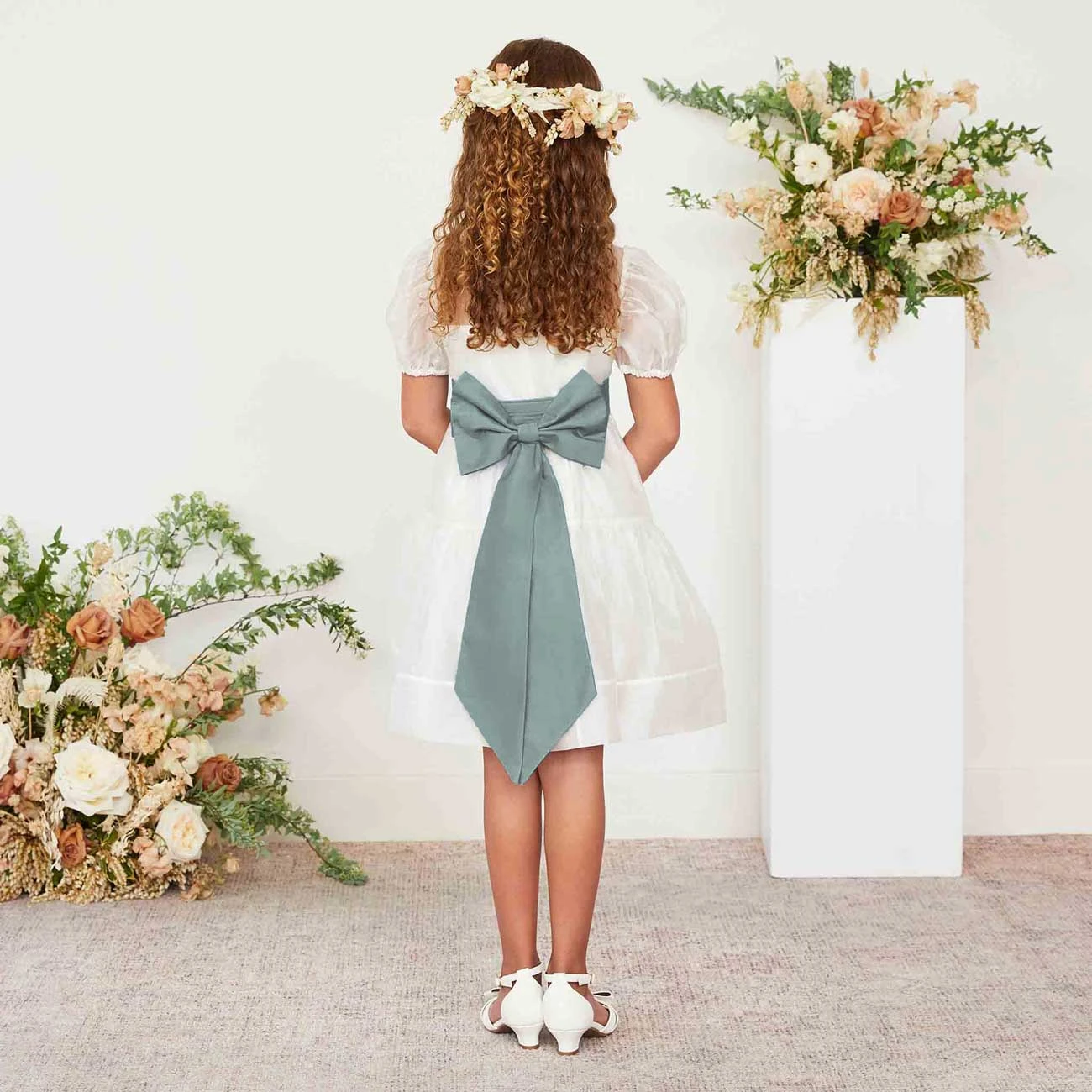 Liz Flower Girl Sash - Sea Glass 4 Liz Flower Girl Sash - Sea Glass - Image 2