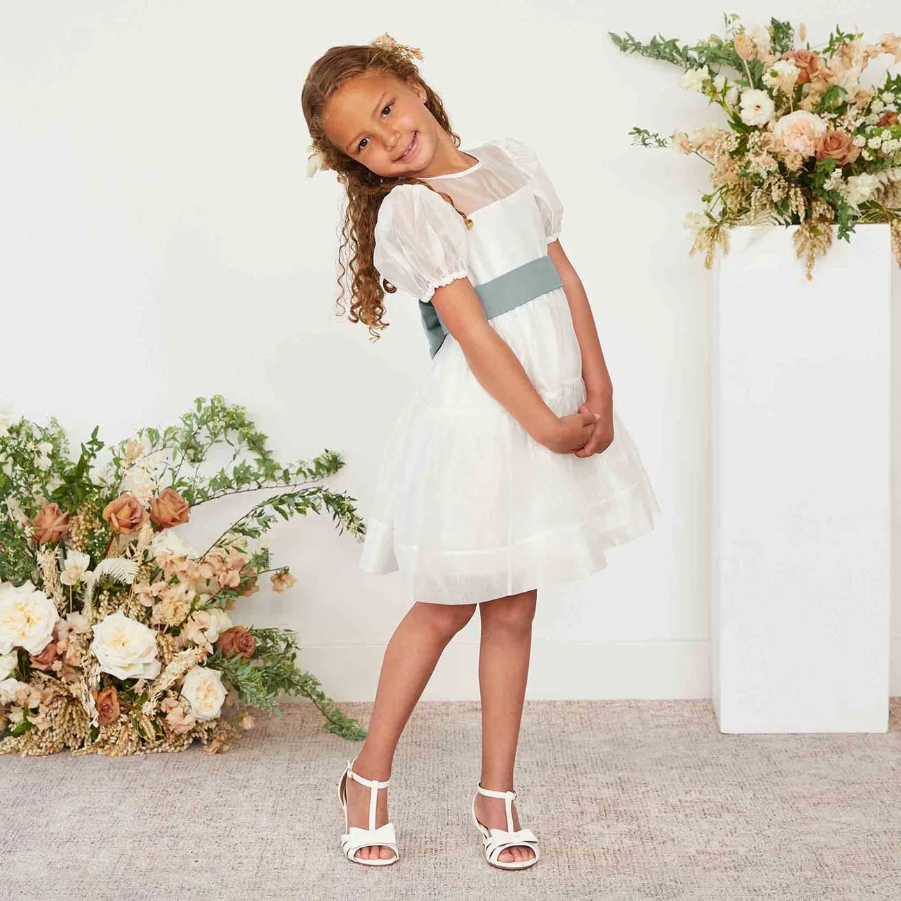 Liz Flower Girl Sash - Sea Glass 6 Liz Flower Girl Sash - Sea Glass - Image 4