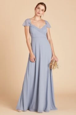 Spence Convertible Dress - Dusty Blue 12 Spence Convertible Dress - Dusty Blue -Elegance Bridal Store Spence DustyBlue Front Sleeves