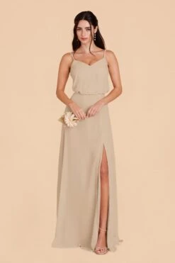 Gwennie Dress - Almond -Elegance Bridal Store almond gwennie convertible slit bridesmaid dress 03
