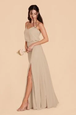Gwennie Dress - Almond -Elegance Bridal Store almond gwennie convertible slit bridesmaid dress 06