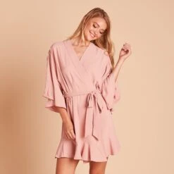Kenny Ruffle Robe - Dusty Rose -Elegance Bridal Store b23260188361809a7657dd6e25d6d3ec