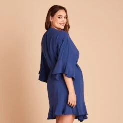 Kenny Ruffle Robe - Slate Blue -Elegance Bridal Store b31f9fd2d0bd40508297e820d1eed619
