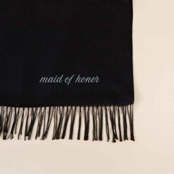Shawl With Fringe - Black -Elegance Bridal Store black cashmere shawl personalized flat lay 01 1