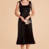 Eugenia Shiny Satin Convertible Midi Dress - Black -Elegance Bridal Store black eugenia convertible satin bridesmaid dress 02