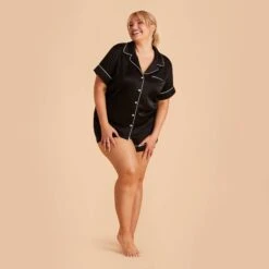 Jonny Satin Pajama Shorts - Black 30 Jonny Satin Pajama Shorts - Black -Elegance Bridal Store black jonny plus size satin short sleeve pajama top and shorts bridesmaid pajamas 03 98b36975 cd42 41d3 9afc 3e6a8f7b81b0