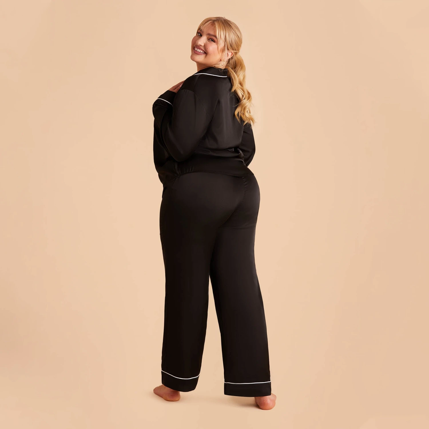 Jonny Long Sleeves And Pants Satin PJ Set - Black 16 Jonny Long Sleeves And Pants Satin PJ Set - Black - Image 15