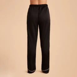 Jonny Satin Pajama Pants - Black -Elegance Bridal Store black jonny satin pants bridesmaid pajamas 02