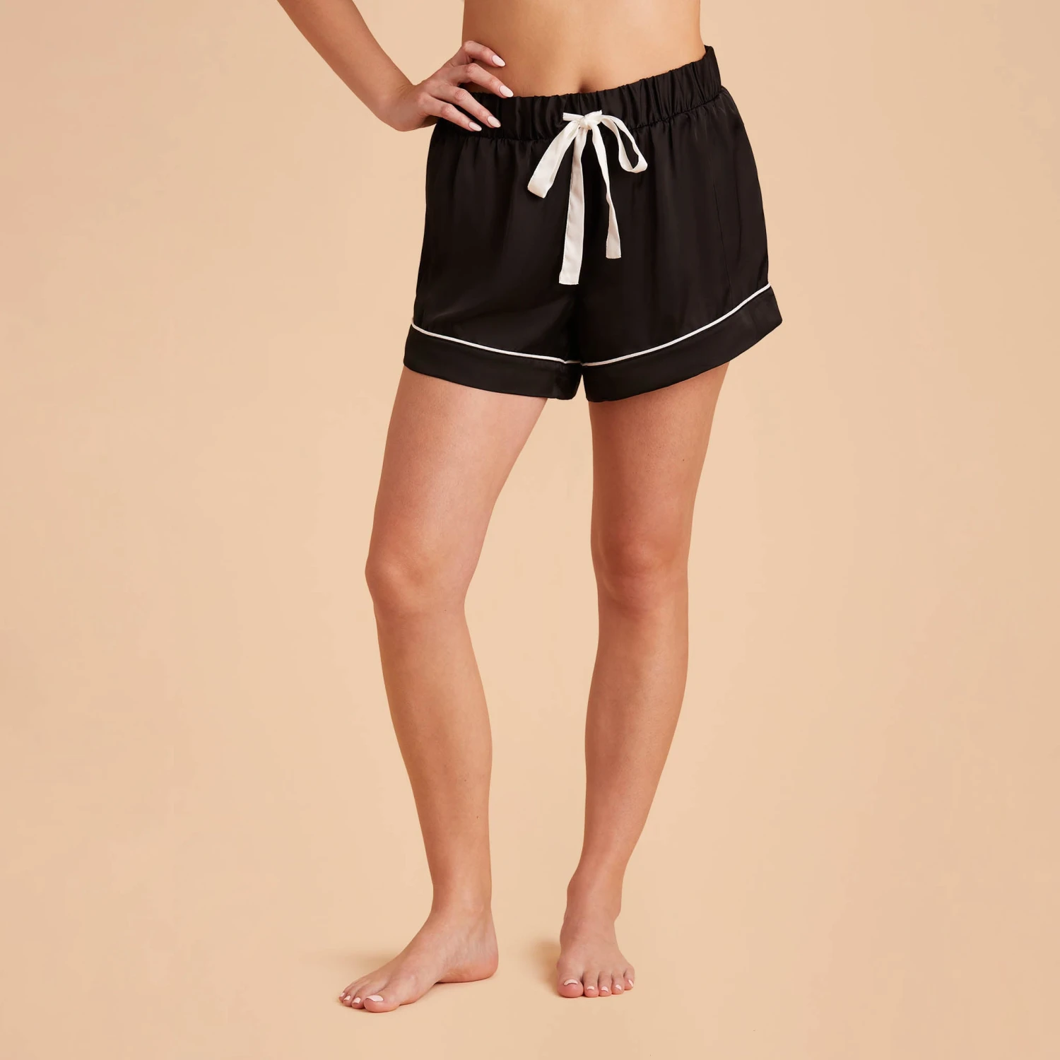 Jonny Satin Pajama Shorts - Black 3 Jonny Satin Pajama Shorts - Black