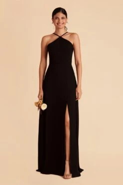 Juliet Chiffon Dress - Black 12 Juliet Chiffon Dress - Black -Elegance Bridal Store black juliet slit bridesmaid dress 03