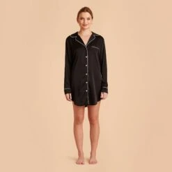 Kamryn Satin Sleepshirt - Black