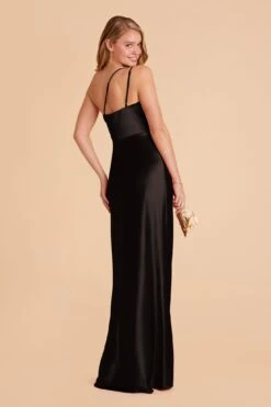 Kensie Shiny Satin Dress - Black -Elegance Bridal Store black kensie satin bridesmaid dress 02