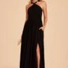 Kiko Chiffon Dress - Black -Elegance Bridal Store black kiko slit bridesmaid dress 01
