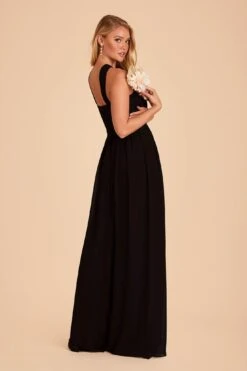 Kiko Chiffon Dress - Black -Elegance Bridal Store black kiko slit bridesmaid dress 04