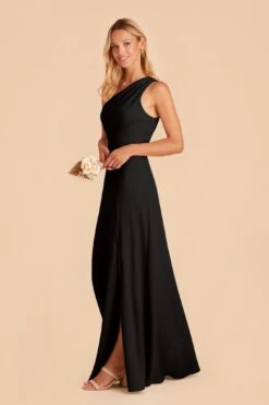 Kira Crepe Dress - Black -Elegance Bridal Store black kira crepe bridesmaid dress 01