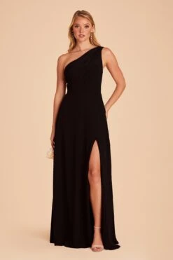 Kira Dress - Black -Elegance Bridal Store black kira slit bridesmaid dress 02