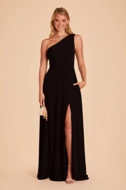 Kira Dress - Black -Elegance Bridal Store black kira slit bridesmaid dress 04