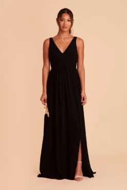 Laurie Empire Dress - Black -Elegance Bridal Store black laurie slit bridesmaid dress 01