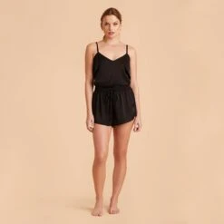 Olivia Cami And Shorts Set - Black 28 Olivia Cami And Shorts Set - Black -Elegance Bridal Store black olivia satin cami full body bridesmaid pajamas 01 b57fc7ef 9d3b 448d 9e27 ae3866e899b5