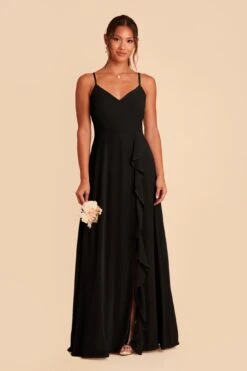 Theresa Chiffon Dress - Black 12 Theresa Chiffon Dress - Black -Elegance Bridal Store black theresa convertible slit bridesmaid dress 01