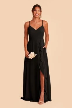 Theresa Chiffon Dress - Black 13 Theresa Chiffon Dress - Black -Elegance Bridal Store black theresa convertible slit bridesmaid dress 03