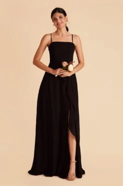 Winnie Convertible Chiffon Dress - Black -Elegance Bridal Store black winnie convertible slit bridesmaid dress 03