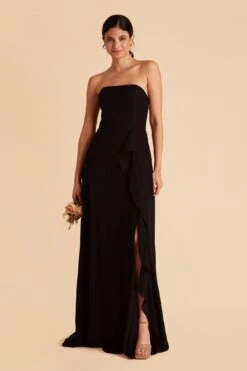 Winnie Convertible Chiffon Dress - Black -Elegance Bridal Store black winnie convertible slit bridesmaid dress 05