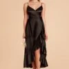 YC Shiny Satin Midi Dress - Black