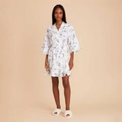 Kenny Floral Ruffle Robe - Blue Le Fleur -Elegance Bridal Store blue le fleur kenny floral ruffle bridesmaid robe 01