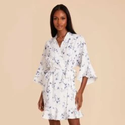 Kenny Floral Ruffle Robe - Blue Le Fleur -Elegance Bridal Store blue le fleur kenny floral ruffle bridesmaid robe 02