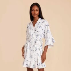 Kenny Floral Ruffle Robe - Blue Le Fleur