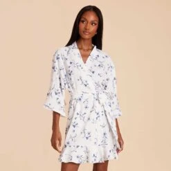 Kenny Floral Ruffle Robe - Blue Le Fleur -Elegance Bridal Store blue le fleur kenny floral ruffle bridesmaid robe 04