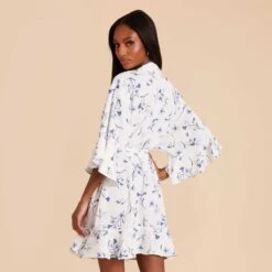Kenny Floral Ruffle Robe - Blue Le Fleur -Elegance Bridal Store blue le fleur kenny floral ruffle bridesmaid robe 06