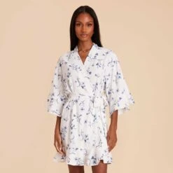Kenny Floral Ruffle Robe - Blue Le Fleur -Elegance Bridal Store blue le fleur kenny floral ruffle bridesmaid robe 08