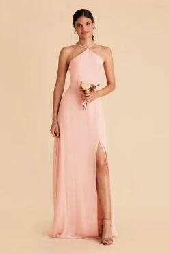 Juliet Chiffon Dress - Blush Pink 13 Juliet Chiffon Dress - Blush Pink -Elegance Bridal Store blush pink juliet slit bridesmaid dress 01