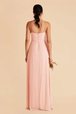 Juliet Chiffon Dress - Blush Pink 17 Juliet Chiffon Dress - Blush Pink -Elegance Bridal Store blush pink juliet slit bridesmaid dress 04