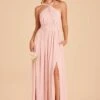 Kiko Chiffon Dress - Blush Pink -Elegance Bridal Store blush pink kiko slit bridesmaid dress 01