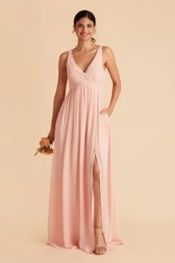 Laurie Empire Dress - Blush Pink 14 Laurie Empire Dress - Blush Pink -Elegance Bridal Store blush pink laurie slit bridesmaid dress 05
