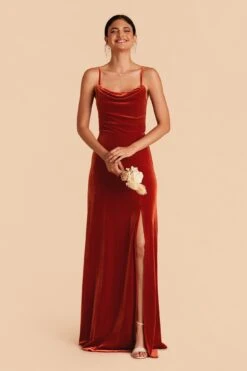 Ash Velvet Dress - Burnt Orange -Elegance Bridal Store burnt orange ash convertible bridesmaid dress 03
