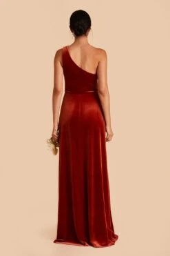Kira Velvet Dress - Burnt Orange -Elegance Bridal Store burnt orange kira velvet bridesmaid dress 04