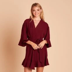 Kenny Ruffle Robe - Cabernet -Elegance Bridal Store c541e3089daf82855ede1bc4f83b1957