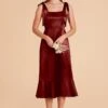 Eugenia Shiny Satin Convertible Midi Dress - Cabernet -Elegance Bridal Store cabernet eugenia convertible satin bridesmaid dress 02